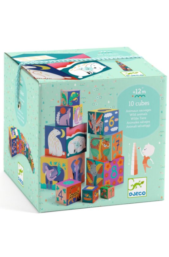djeco primera edad 10 cubos animales salvajes dj08511