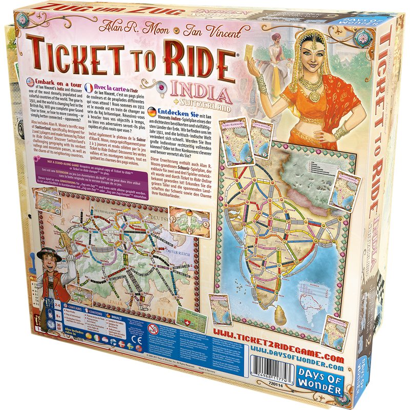 Ticket to Ride Map Collection 2: India & Switzerland