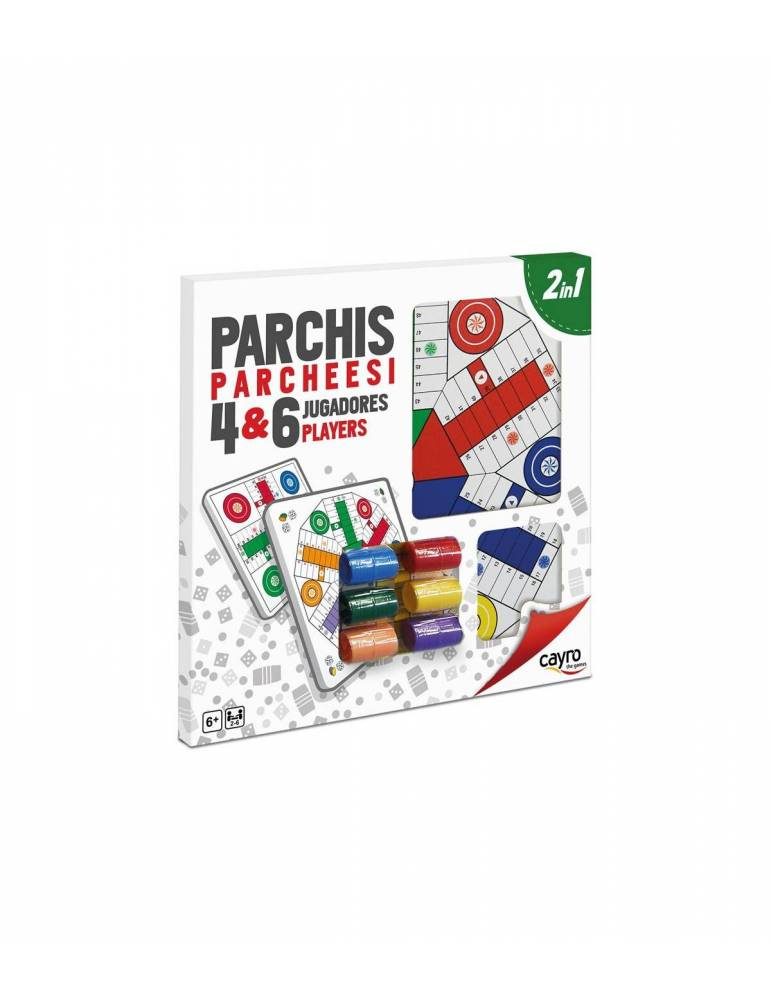 Tablero Parchís Madera 4-6 Jugadores con Accesorios 40x40 cm