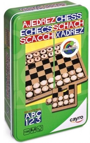 ajedrez en caja de metal