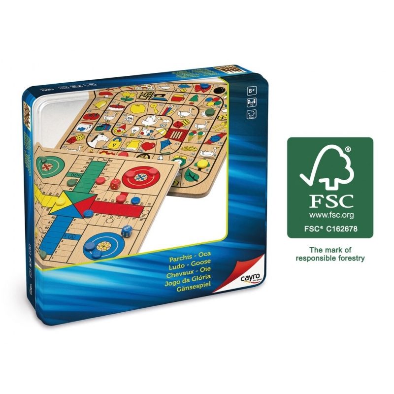 parchis oca madera caja de metal