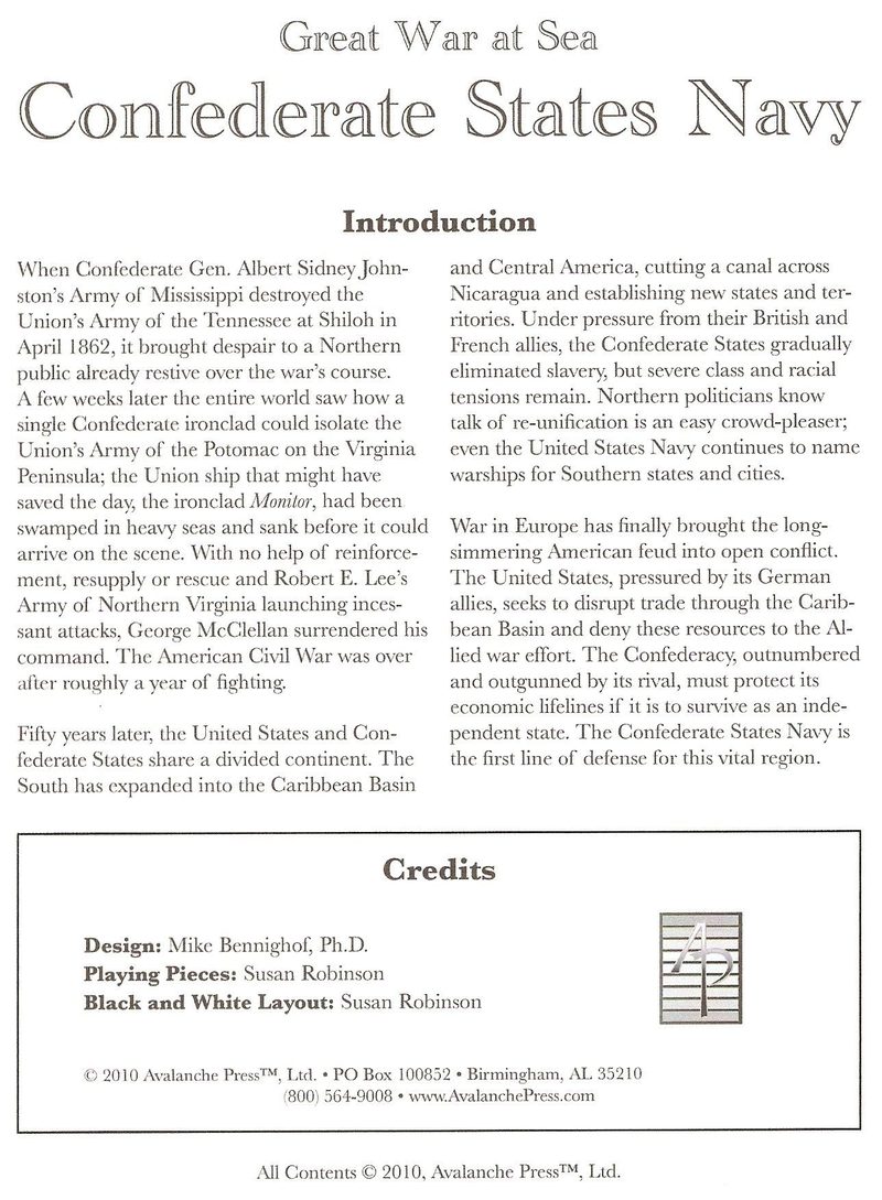 Great War at Sea Confederate States Navy